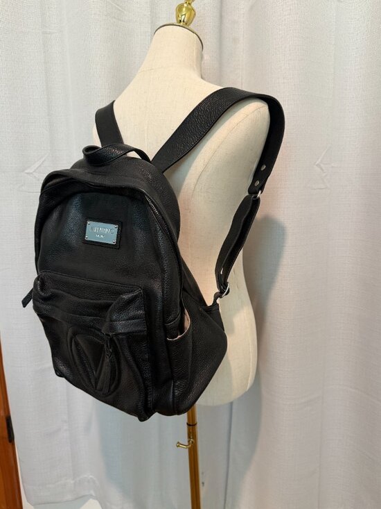 Valentino by Mario Valentino Black Pebbled Leather Backpack main image 4